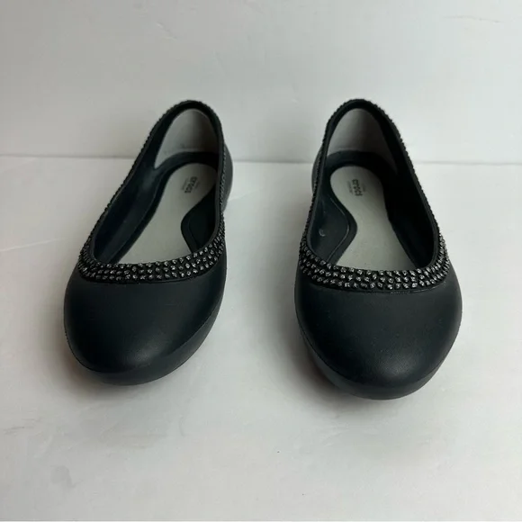 Crocs Lina Diamante Ballet Flats Women's Size 9 Shoes Black Comfort Lightweight - Picture 5 of 8